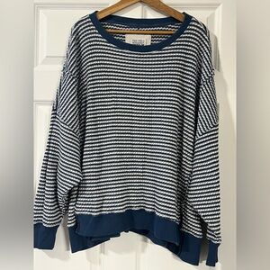 American Eagle Blue and White Striped Oversized top